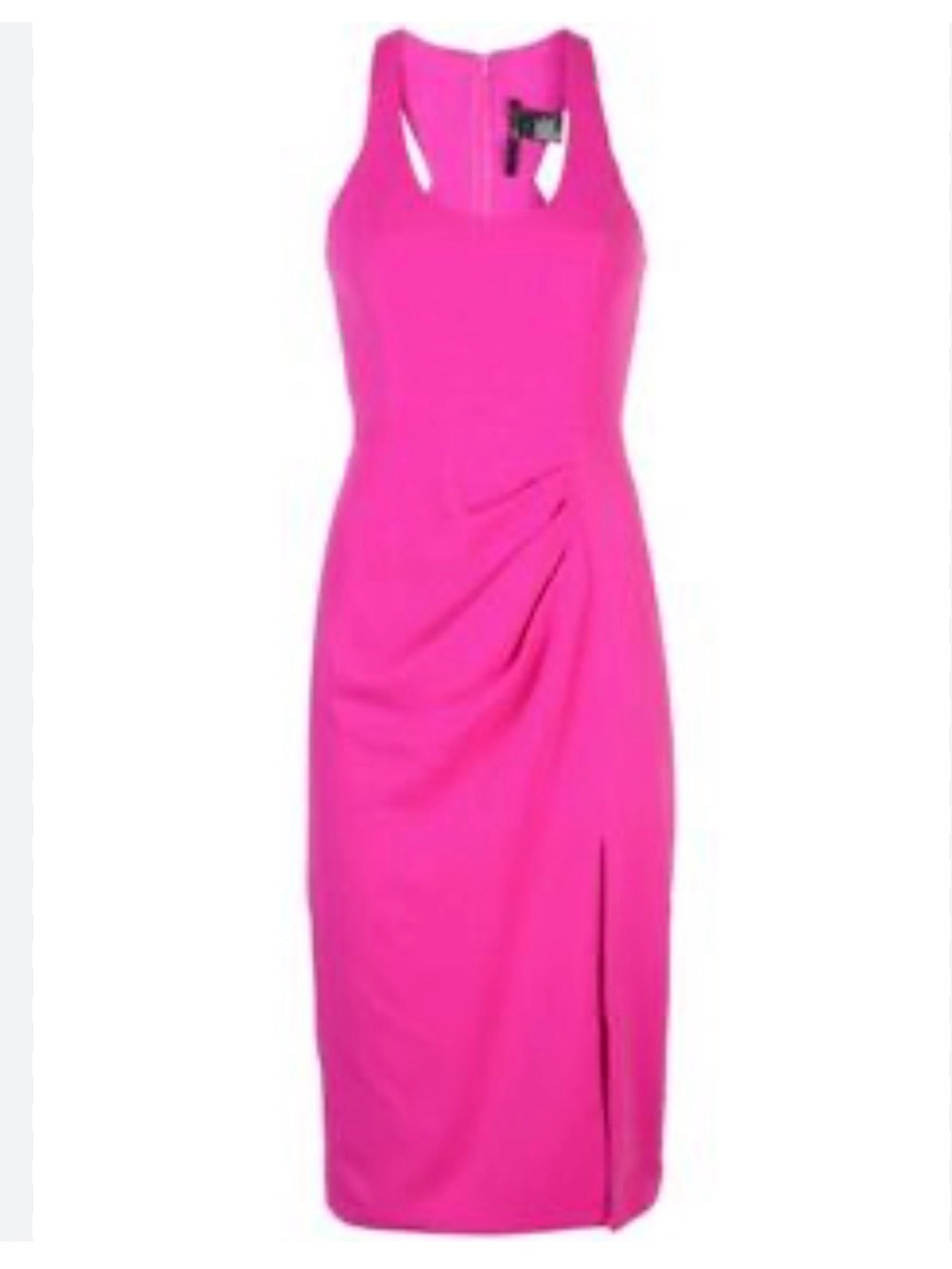 JAYGODFREY Hot Pink Statement Midi Dress with Front Drape